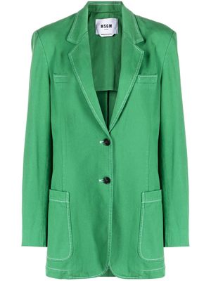 MSGM contrast-stitch denim blazer - Green