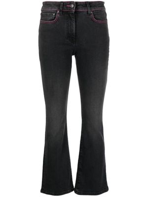MSGM contrast-stitching cropped flared jeans - Black