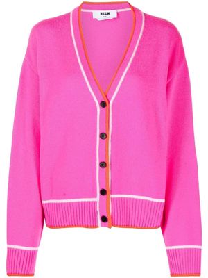 MSGM contrast-trim V-neck cardigan - Pink