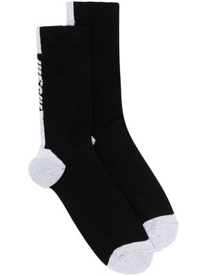 MSGM contrasting logo-print socks - Black