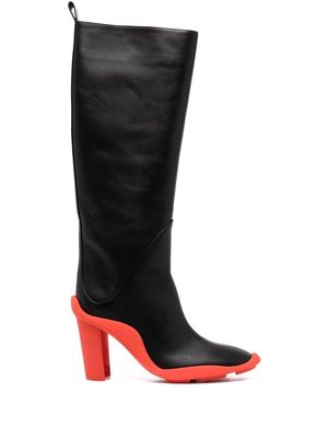 MSGM contrasting sole 85mm long boots - Black