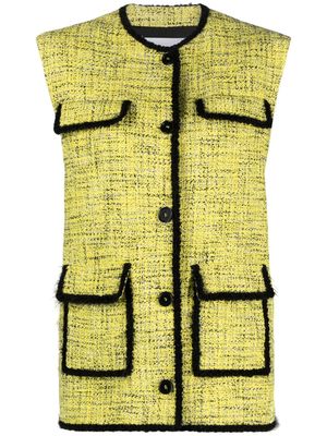 MSGM contrasting-trim tweed waistcoat - Yellow