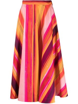 MSGM cotton striped midi skirt - Orange