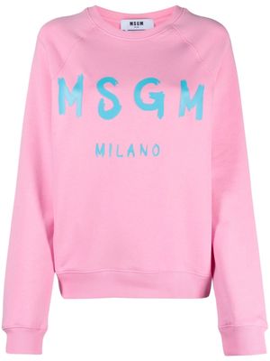 MSGM crew neck logo-print cotton sweatshirt - Pink