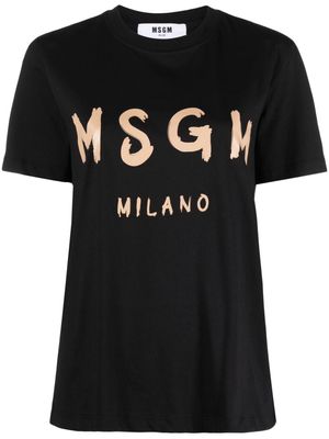 MSGM crew neck logo-print cotton T-shirt - Black