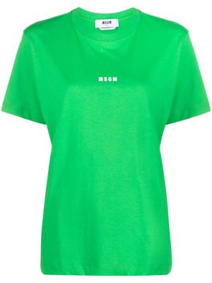MSGM crew neck logo-print cotton T-shirt - Green
