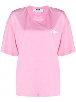 MSGM crew neck logo-print cotton T-shirt - Pink