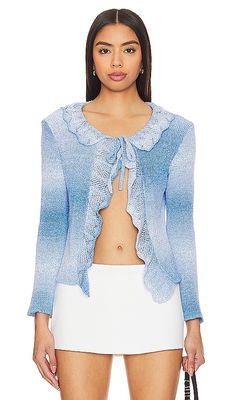MSGM Crochet Frills Cardigan in Blue