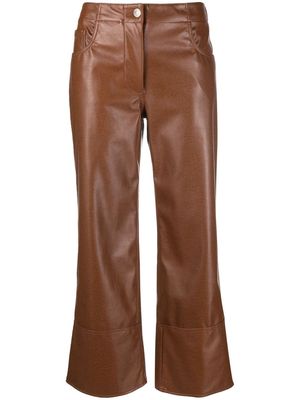 MSGM cropped leather-effect trousers - Brown