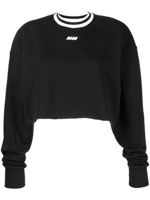 MSGM cropped logo-print sweatshirt - Black
