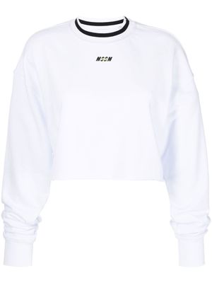 MSGM cropped logo-print sweatshirt - White