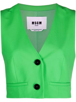MSGM cropped virgin wool waistcoat - Green