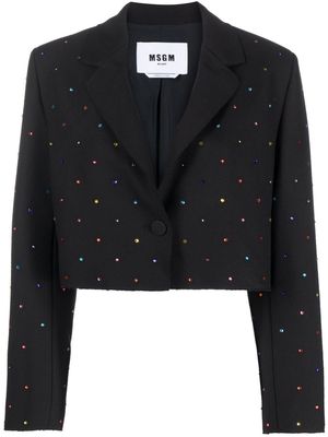 MSGM crystal-embellished cropped blazer - Black
