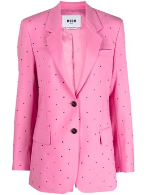 MSGM crystal-embellished single-breasted blazer - Pink