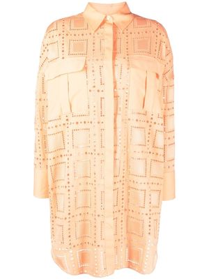 MSGM cut out-detail shirt dress - Orange