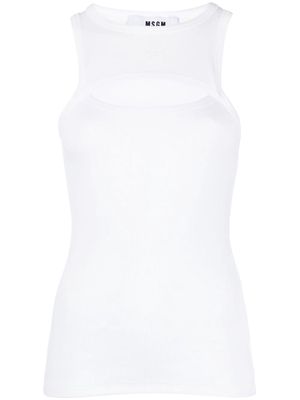 MSGM cut-out fine-ribbed tank top - White
