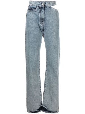 MSGM cut-out straight-leg jeans - Blue