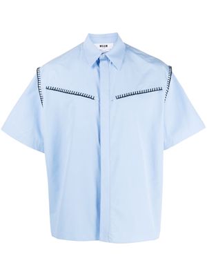 MSGM decorative stitching-detail cotton shirt - Blue
