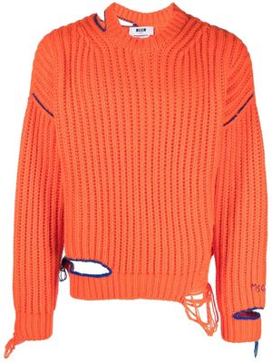 MSGM distressed alpaca-wool blend jumper - Orange