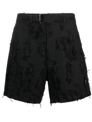 MSGM distressed belted cotton shorts - Black