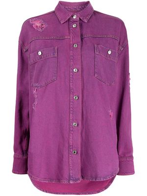 MSGM distressed denim shirt - Purple