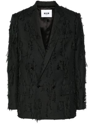 MSGM distressed double-breasted blazer - Black
