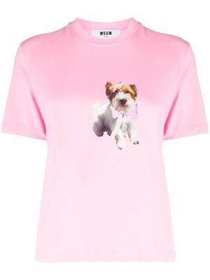 MSGM dog-print cotton T-Shirt - Pink