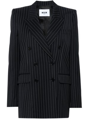 MSGM double-breasted pinstripe blazer - Blue