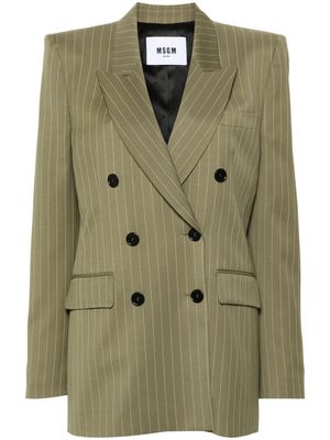 MSGM double-breasted pinstripe blazer - Green