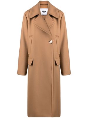 MSGM double-breasted star-patch coat - Neutrals