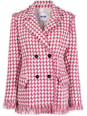MSGM double-breasted tweed blazer - Pink