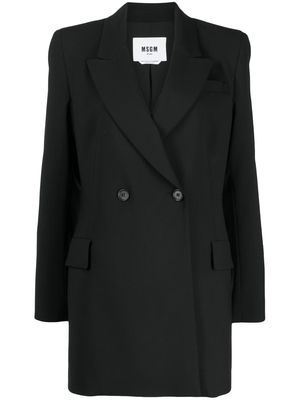 MSGM double-breasted wool-blend blazer - Black