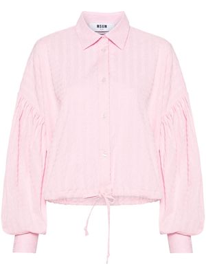 MSGM drawstring-hem seersucker shirt - Pink