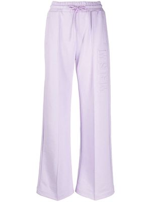 MSGM embossed-logo wide-leg track pants - Purple