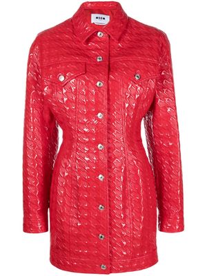 MSGM embossed-pattern faux-leather shirt jacket - Red