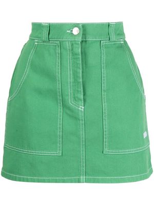 MSGM embroidered-logo A-line mini skirt - Green