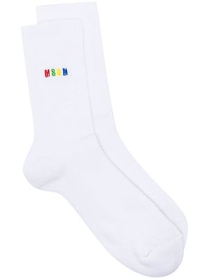 MSGM embroidered-logo ankle socks - White