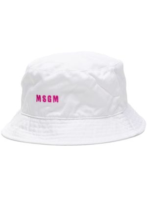 MSGM embroidered-logo bucket hat - White