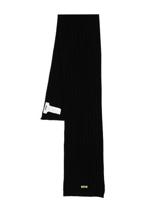 MSGM embroidered logo cable knit scarf - Black