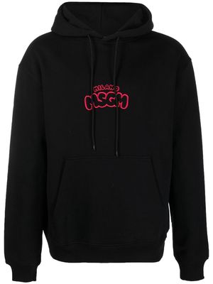 MSGM embroidered-logo cotton hoodie - Black
