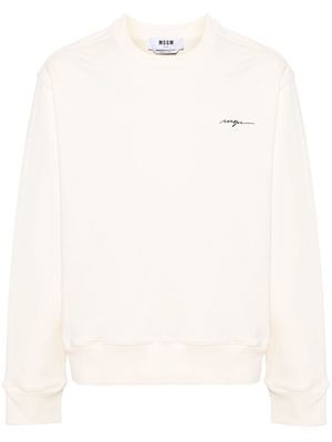 MSGM embroidered-logo cotton sweatshirt - Neutrals