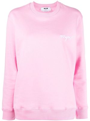 MSGM embroidered-logo cotton sweatshirt - Pink