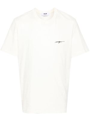 MSGM embroidered-logo cotton T-shirt - Neutrals