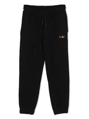 MSGM embroidered-logo cotton track pants - Black
