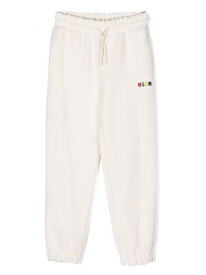 MSGM embroidered-logo cotton track pants - Neutrals