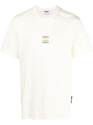 MSGM embroidered-logo detail T-shirt - Neutrals