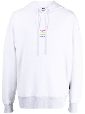 MSGM embroidered-logo drawstring hoodie - Grey
