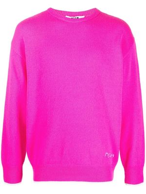 MSGM embroidered-logo fine-knit jumper - Pink