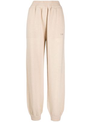 MSGM embroidered-logo knitted track pants - Neutrals