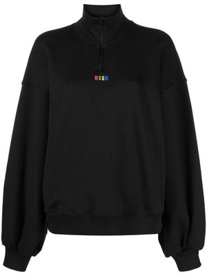 MSGM embroidered-logo long-sleeve sweatshirt - Black